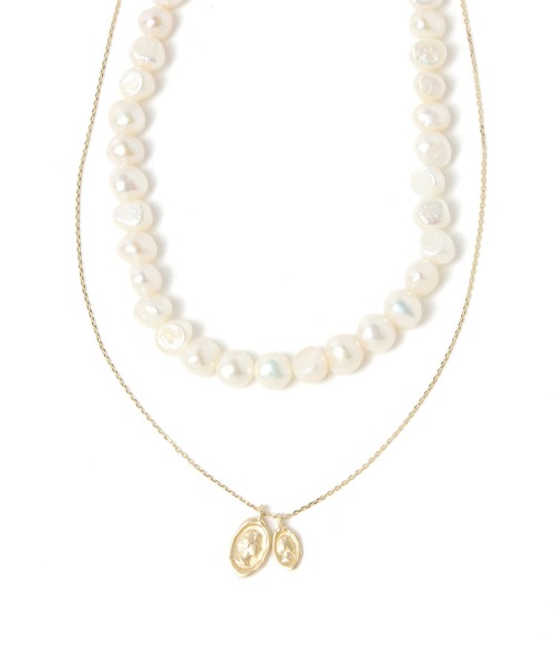 GLOBAL WORK（グローバルワーク）の「淡水パール2連ネックレス/947879（ネックレス・レディース・ゴールド/ライトグレー・FREE）」の6枚目の写真