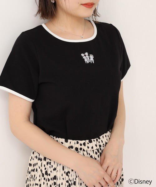 one after another NICE CLAUP（ワンアフターアナザーナイスクラップ）の「101匹わんちゃん/配色チビTシャツ（Tシャツ/カットソー・レディース・ホワイト系その他/ブラック/ブラック系その他/オフホワイト・FREE）」の3枚目の写真
