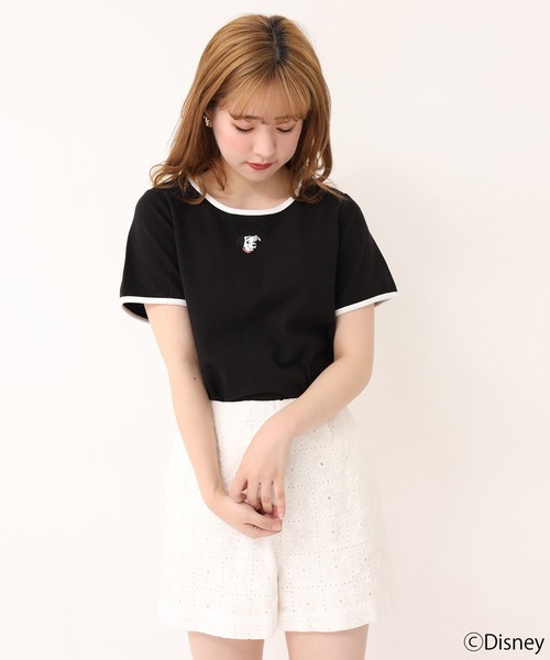one after another NICE CLAUP（ワンアフターアナザーナイスクラップ）の「101匹わんちゃん/配色チビTシャツ（Tシャツ/カットソー・レディース・ホワイト系その他/ブラック/ブラック系その他/オフホワイト・FREE）」の6枚目の写真