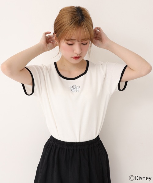 one after another NICE CLAUP（ワンアフターアナザーナイスクラップ）の「101匹わんちゃん/配色チビTシャツ（Tシャツ/カットソー・レディース・ホワイト系その他/ブラック/ブラック系その他/オフホワイト・FREE）」の16枚目の写真