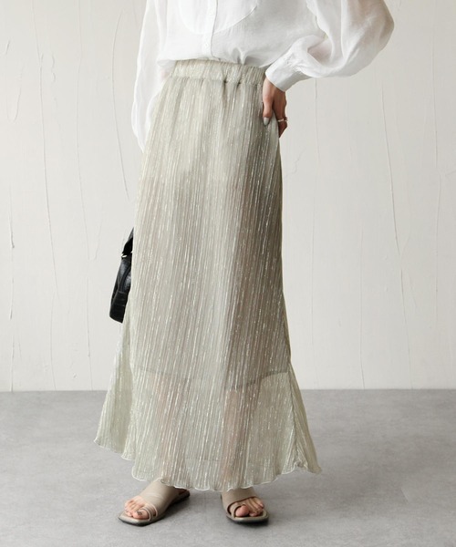 Chillfar（チルファー）の「シアープリーツスカート（スカート・レディース・シルバー/アイボリー・FREE）」の2枚目の写真