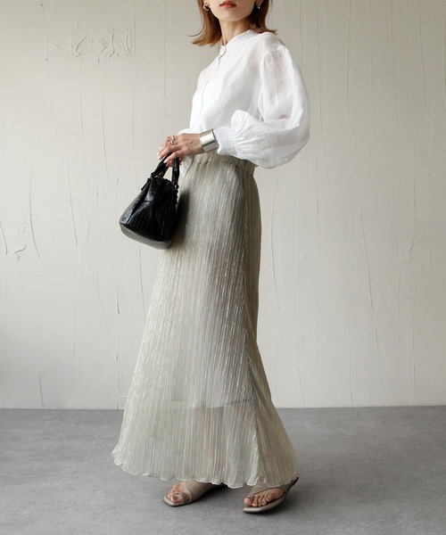 Chillfar（チルファー）の「シアープリーツスカート（スカート・レディース・シルバー/アイボリー・FREE）」の5枚目の写真