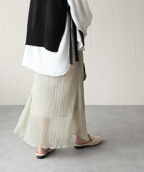 Chillfar（チルファー）の「シアープリーツスカート（スカート・レディース・シルバー/アイボリー・FREE）」の7枚目の写真