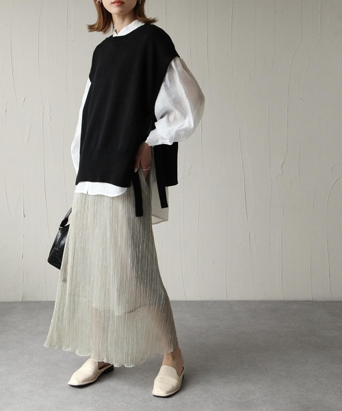 Chillfar（チルファー）の「シアープリーツスカート（スカート・レディース・シルバー/アイボリー・FREE）」の10枚目の写真