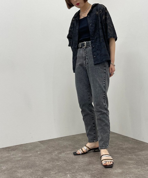 apres jour mignon（アプレジュールミニョン）の「テーパードデニム【ZOZOTOWN限定アイテム】（デニムパンツ・レディース・ブラック/オフホワイト/ライトブルー/ベージュ/グレー系その他・X-LARGE/MEDIUM/SMALL/LARGE）」の19枚目の写真
