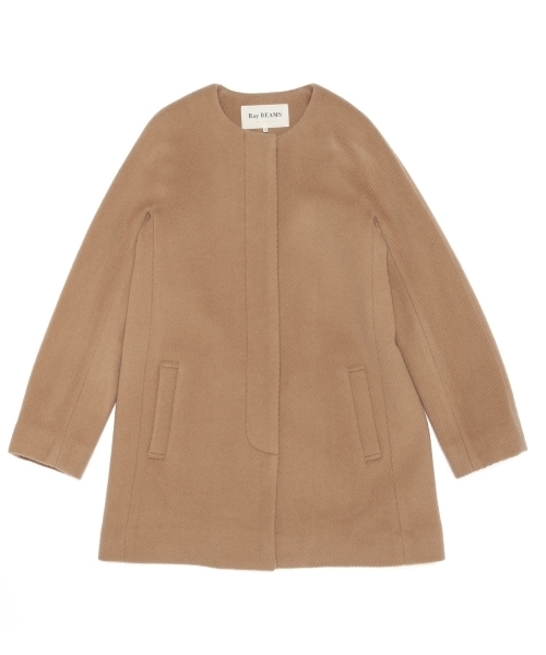 Ray BEAMS(レイビームス)の「Ray BEAMS / ビーバー カルゼ ノーカラーコート(その他アウター・レディース・カーキ/ネイビー・1/0)」の3枚目の写真