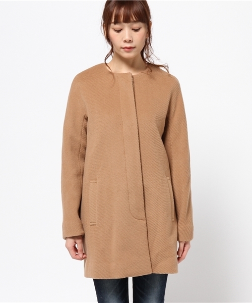 Ray BEAMS(レイビームス)の「Ray BEAMS / ビーバー カルゼ ノーカラーコート(その他アウター・レディース・カーキ/ネイビー・1/0)」の10枚目の写真