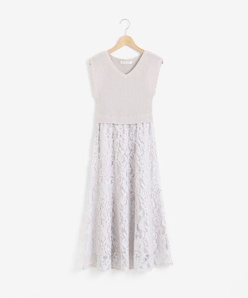 MAJESTIC LEGON（マジェスティックレゴン）の「ニットドッキングレースワンピ（ワンピース・レディース・ベージュ/グレー/オフホワイト/ピンクベージュ/ブラック・SMALL/MEDIUM）」の20枚目の写真