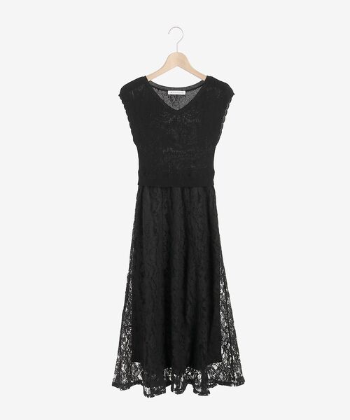 MAJESTIC LEGON（マジェスティックレゴン）の「ニットドッキングレースワンピ（ワンピース・レディース・ベージュ/グレー/オフホワイト/ピンクベージュ/ブラック・SMALL/MEDIUM）」の21枚目の写真