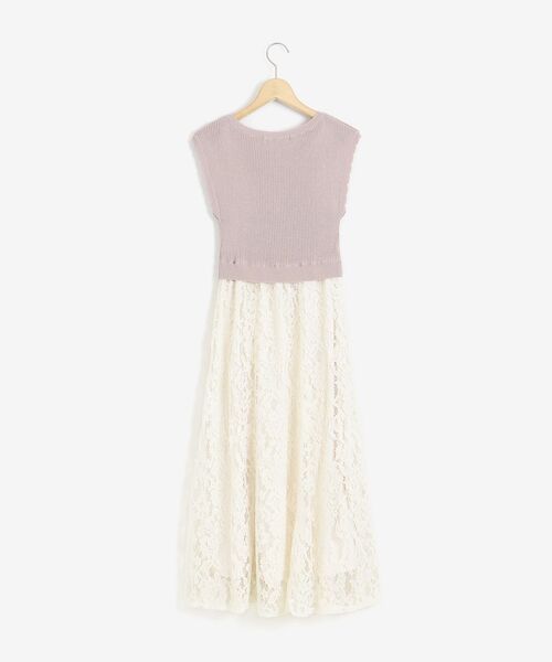 MAJESTIC LEGON（マジェスティックレゴン）の「ニットドッキングレースワンピ（ワンピース・レディース・ベージュ/グレー/オフホワイト/ピンクベージュ/ブラック・SMALL/MEDIUM）」の22枚目の写真