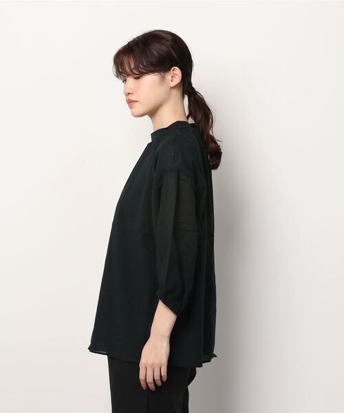 NAVY（ネイビー）の「綿シフォンプチハイネックブラウス（シャツ/ブラウス・レディース・ピンク/ブラック/ライトグレー・フリー）」の12枚目の写真