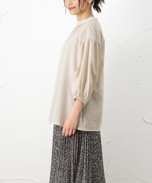 NAVY（ネイビー）の「綿シフォンプチハイネックブラウス（シャツ/ブラウス・レディース・ピンク/ブラック/ライトグレー・フリー）」の15枚目の写真