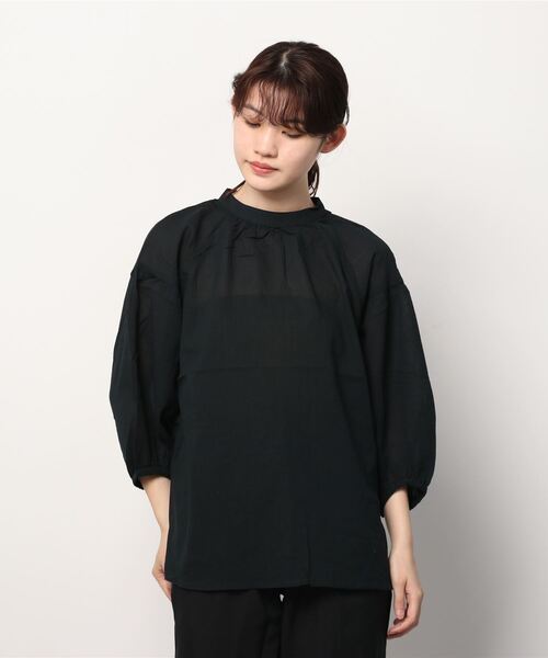 NAVY（ネイビー）の「綿シフォンプチハイネックブラウス（シャツ/ブラウス・レディース・ピンク/ブラック/ライトグレー・フリー）」の18枚目の写真