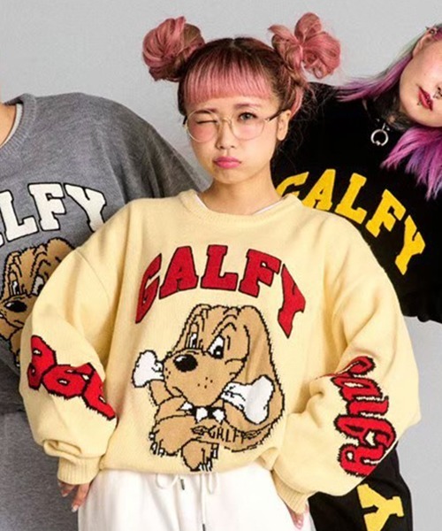 セール Galfy ガルフィー わんわん大学セーター ニット セーター トップス Galfy ガルフィー のファッション