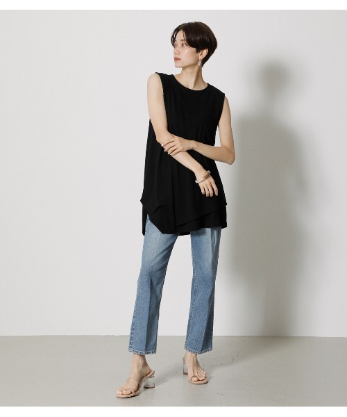 AZUL by moussy（アズールバイマウジー）の「ICE CLEAN LAYERED TANK/アイスクリーンレイヤードタンク（タンクトップ・レディース・ダークカーキ/ブラック/ダークオレンジ・SMALL/MEDIUM）」の6枚目の写真