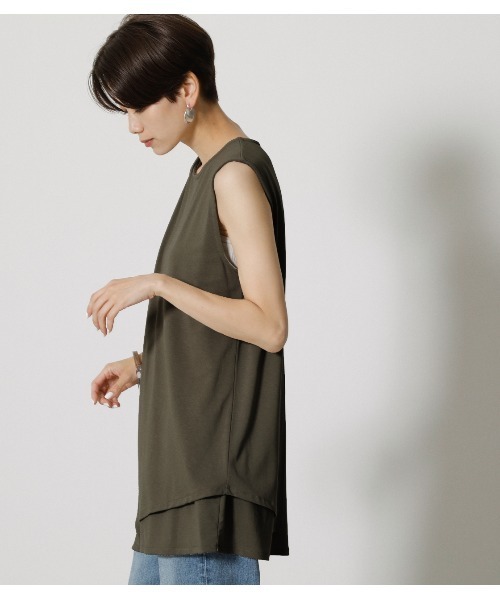 AZUL by moussy（アズールバイマウジー）の「ICE CLEAN LAYERED TANK/アイスクリーンレイヤードタンク（タンクトップ・レディース・ダークカーキ/ブラック/ダークオレンジ・SMALL/MEDIUM）」の14枚目の写真