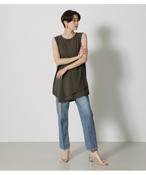 AZUL by moussy（アズールバイマウジー）の「ICE CLEAN LAYERED TANK/アイスクリーンレイヤードタンク（タンクトップ・レディース・ダークカーキ/ブラック/ダークオレンジ・SMALL/MEDIUM）」の15枚目の写真