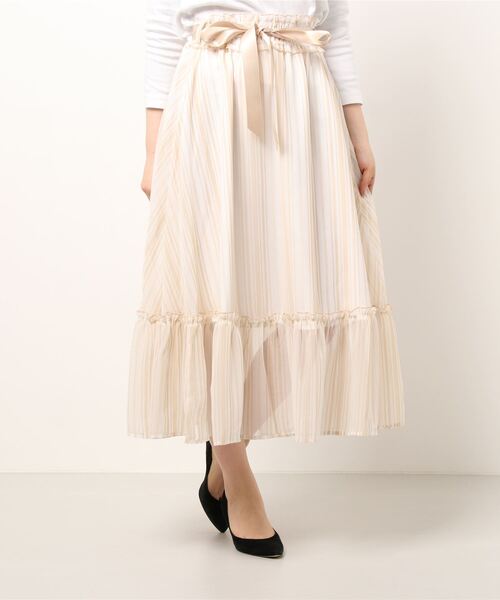 Secret Honey(シークレットハニー)の「マルチストライプロングフレアスカート(スカート・レディース・ブルー/ベージュ・MEDIUM)」の3枚目の写真