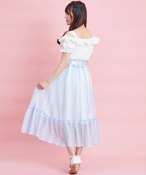 Secret Honey(シークレットハニー)の「マルチストライプロングフレアスカート(スカート・レディース・ブルー/ベージュ・MEDIUM)」の10枚目の写真