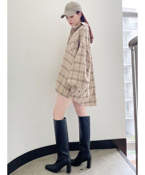 GYDA（ジェイダ）の「ドルマンBIGチェックシャツ（シャツ/ブラウス・レディース・ブラック/ベージュ/ブラウン・FREE）」の13枚目の写真