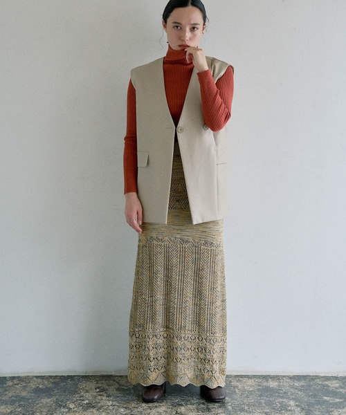 select MOCA(セレクトモカ)の「2021 AW ランダム編みニットタイトスカート(スカート・レディース・ネイビー/グレー/ライトグリーン・FREE)」の1枚目の写真