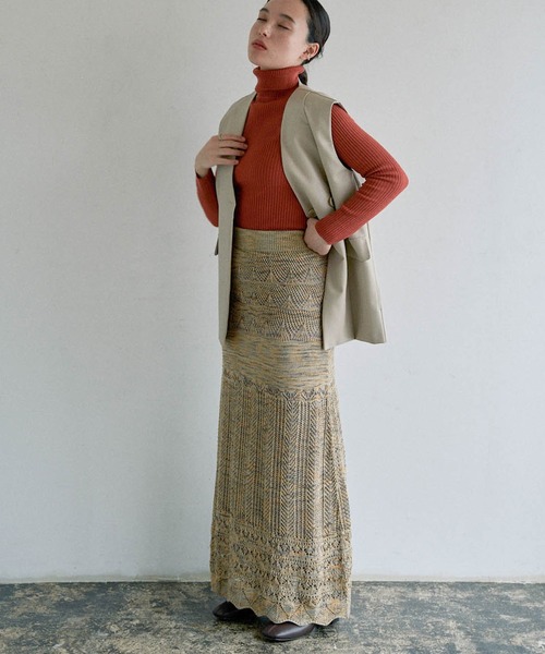 select MOCA(セレクトモカ)の「2021 AW ランダム編みニットタイトスカート(スカート・レディース・ネイビー/グレー/ライトグリーン・FREE)」の4枚目の写真