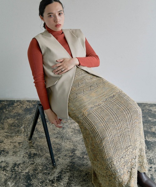 select MOCA(セレクトモカ)の「2021 AW ランダム編みニットタイトスカート(スカート・レディース・ネイビー/グレー/ライトグリーン・FREE)」の14枚目の写真