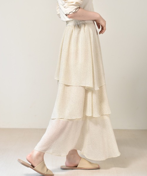 RETRO GIRL（レトロガール）の「アソート柄ティアードスカート（スカート・レディース・ブラック/ベージュ/ホワイト系その他/オレンジ・FREE）」の7枚目の写真