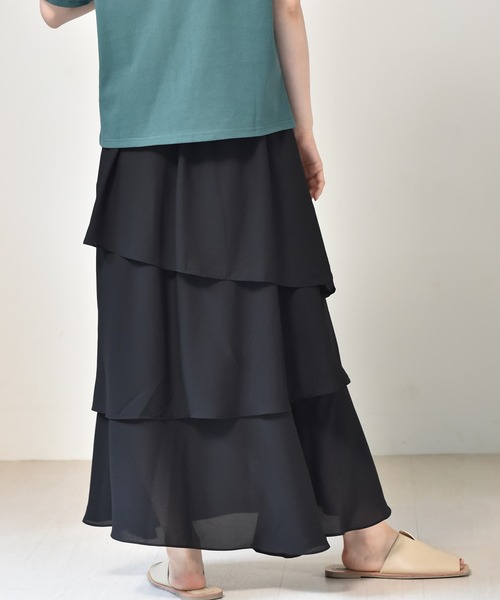 RETRO GIRL（レトロガール）の「アソート柄ティアードスカート（スカート・レディース・ブラック/ベージュ/ホワイト系その他/オレンジ・FREE）」の6枚目の写真