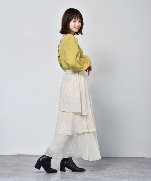 RETRO GIRL（レトロガール）の「アソート柄ティアードスカート（スカート・レディース・ブラック/ベージュ/ホワイト系その他/オレンジ・FREE）」の22枚目の写真