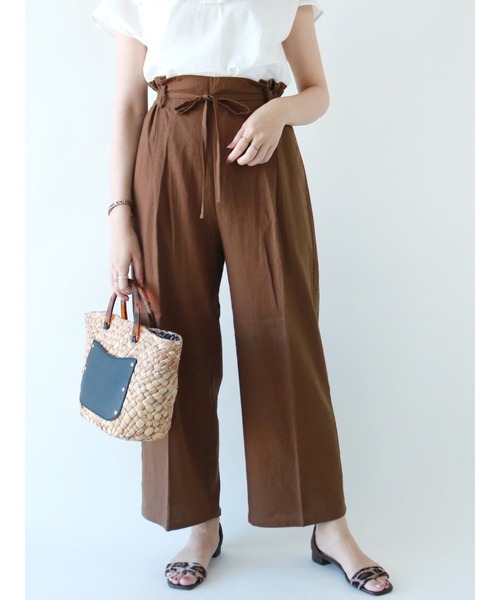 Te chichi（テチチ）の「レーヨンリネンイージーワイドパンツ（その他パンツ・レディース・ベージュ/ネイビー/ブラウン・ﾌﾘ-）」の2枚目の写真