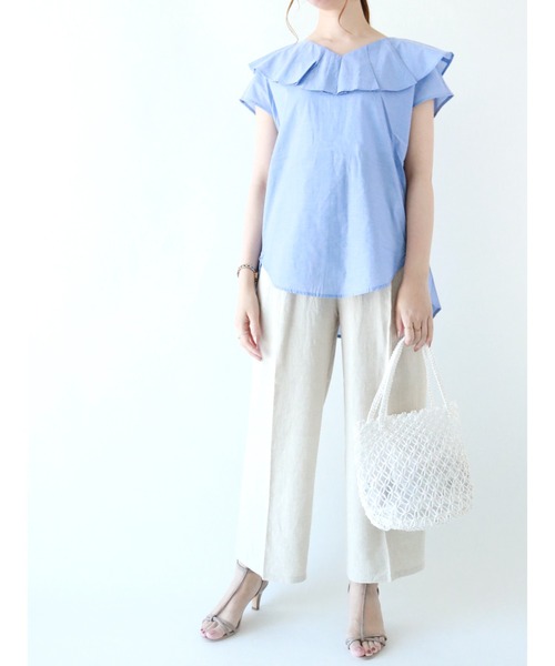 Te chichi（テチチ）の「レーヨンリネンイージーワイドパンツ（その他パンツ・レディース・ベージュ/ネイビー/ブラウン・ﾌﾘ-）」の6枚目の写真
