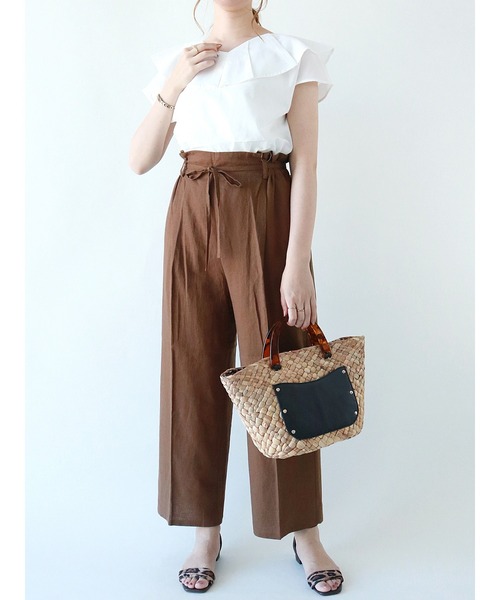 Te chichi（テチチ）の「レーヨンリネンイージーワイドパンツ（その他パンツ・レディース・ベージュ/ネイビー/ブラウン・ﾌﾘ-）」の7枚目の写真