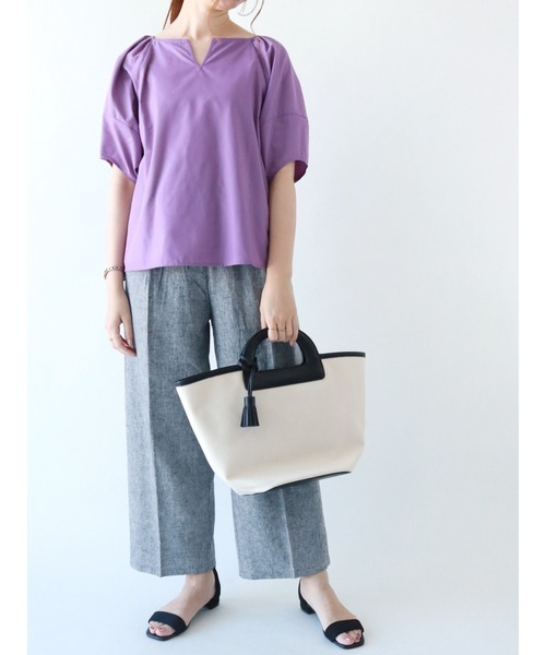 Te chichi（テチチ）の「レーヨンリネンイージーワイドパンツ（その他パンツ・レディース・ベージュ/ネイビー/ブラウン・ﾌﾘ-）」の8枚目の写真