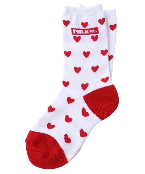 MILKFED.(ミルクフェド)の「BAR AND HEART PATTERN SOCKS SET(ソックス/靴下・レディース・アッシュ/レッド/ライトパープル/ブラック・ONE SIZE)」の7枚目の写真