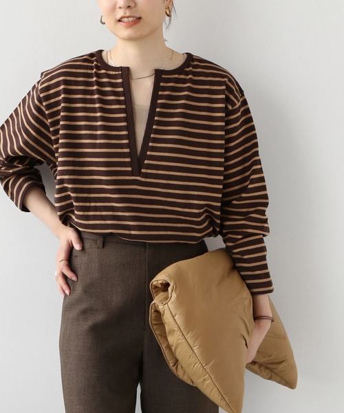 JOURNAL STANDARD relume(ジャーナルスタンダード レリューム)の「フロントスリットボーダープルオーバー◆(Tシャツ/カットソー・レディース・ブラック/ブラウン・FREE)」の14枚目の写真