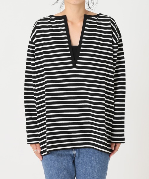 JOURNAL STANDARD relume(ジャーナルスタンダード レリューム)の「フロントスリットボーダープルオーバー◆(Tシャツ/カットソー・レディース・ブラック/ブラウン・FREE)」の18枚目の写真