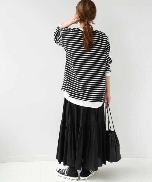 JOURNAL STANDARD relume(ジャーナルスタンダード レリューム)の「フロントスリットボーダープルオーバー◆(Tシャツ/カットソー・レディース・ブラック/ブラウン・FREE)」の6枚目の写真