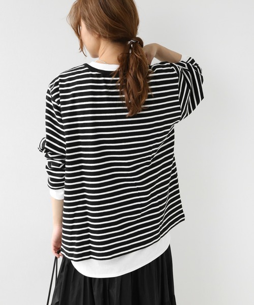 JOURNAL STANDARD relume(ジャーナルスタンダード レリューム)の「フロントスリットボーダープルオーバー◆(Tシャツ/カットソー・レディース・ブラック/ブラウン・FREE)」の9枚目の写真