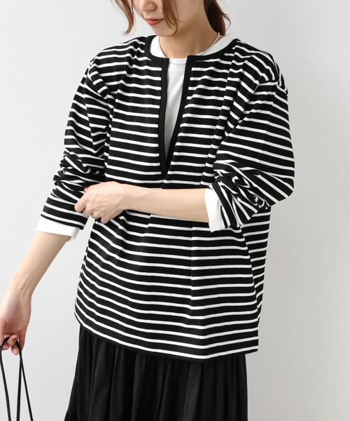 JOURNAL STANDARD relume(ジャーナルスタンダード レリューム)の「フロントスリットボーダープルオーバー◆(Tシャツ/カットソー・レディース・ブラック/ブラウン・FREE)」の7枚目の写真