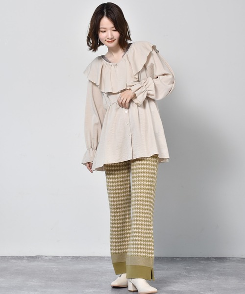 RETRO GIRL（レトロガール）の「フリル襟チュニックブラウス（シャツ/ブラウス・レディース・ブラック/ピンク/ライトベージュ・FREE）」の15枚目の写真