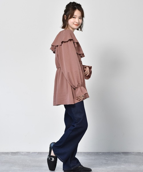 RETRO GIRL（レトロガール）の「フリル襟チュニックブラウス（シャツ/ブラウス・レディース・ブラック/ピンク/ライトベージュ・FREE）」の9枚目の写真