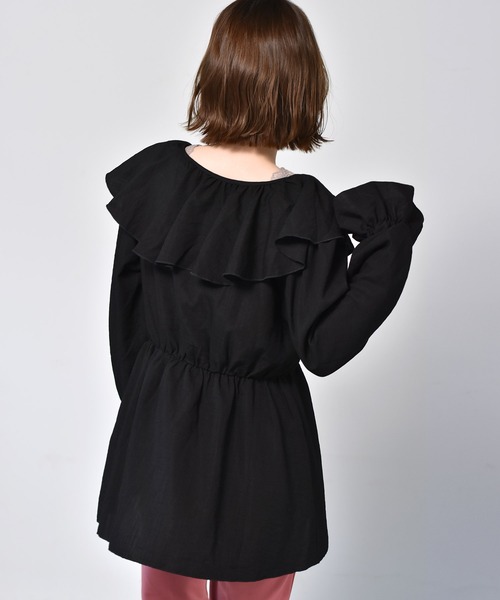 RETRO GIRL（レトロガール）の「フリル襟チュニックブラウス（シャツ/ブラウス・レディース・ブラック/ピンク/ライトベージュ・FREE）」の8枚目の写真