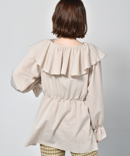 RETRO GIRL（レトロガール）の「フリル襟チュニックブラウス（シャツ/ブラウス・レディース・ブラック/ピンク/ライトベージュ・FREE）」の14枚目の写真