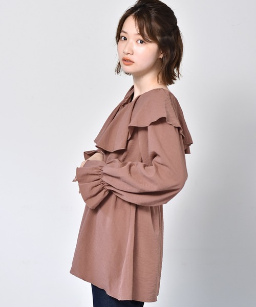 RETRO GIRL（レトロガール）の「フリル襟チュニックブラウス（シャツ/ブラウス・レディース・ブラック/ピンク/ライトベージュ・FREE）」の12枚目の写真