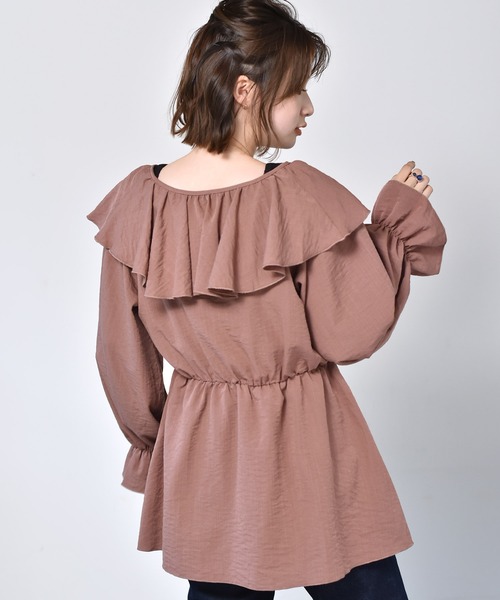 RETRO GIRL（レトロガール）の「フリル襟チュニックブラウス（シャツ/ブラウス・レディース・ブラック/ピンク/ライトベージュ・FREE）」の16枚目の写真