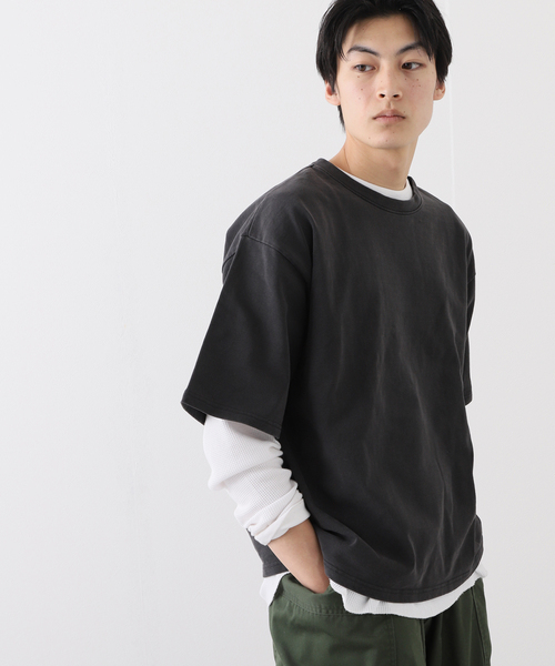 JOURNAL STANDARD（ジャーナルスタンダード）の「ハートランドコットン ピグメント Tシャツ（Tシャツ/カットソー・メンズ・チャコールグレー/ベージュ/ネイビー/オレンジ/グリーン・MEDIUM/LARGE）」の7枚目の写真