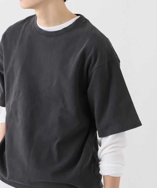 JOURNAL STANDARD（ジャーナルスタンダード）の「ハートランドコットン ピグメント Tシャツ（Tシャツ/カットソー・メンズ・チャコールグレー/ベージュ/ネイビー/オレンジ/グリーン・MEDIUM/LARGE）」の8枚目の写真