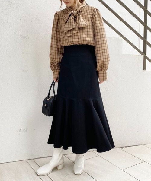 one after another NICE CLAUP（ワンアフターアナザーナイスクラップ）の「ビンテージボウタイブラウス（シャツ/ブラウス・レディース・オフホワイト/カーキ/ブラウン系その他/ベージュ系その他/ストライプ/ブラウン系その他2・FREE）」の12枚目の写真