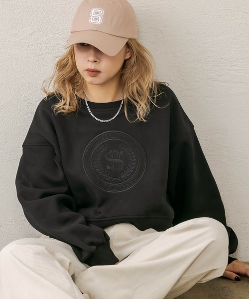 RASVOA(ラスボア)の「エンブレムクロップドスウェット(スウェット・レディース・ブラック/オフホワイト・FREE)」の12枚目の写真